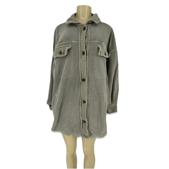 Free People Medium Womens Ruby Oversized Shirt Jacket Button Up Long Sleeve CLT - Picture 1 of 11